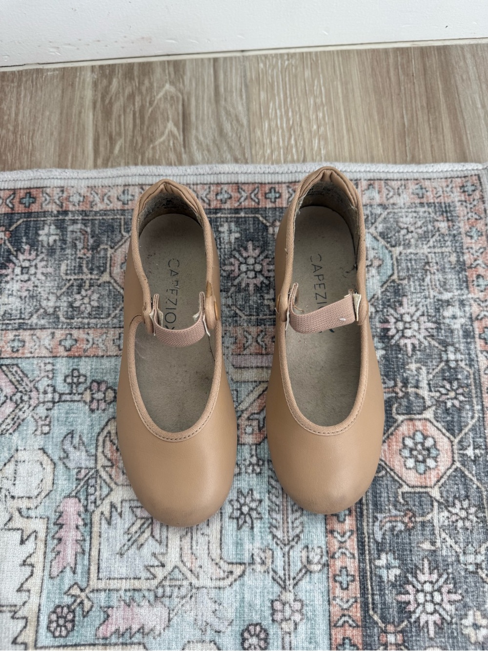 Capezio Girls' Tan Mary Jane Flats with Elastic Strap